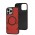 Чехол для iPhone 13 Pro Max MagSafe eco-leather + MagSafe popSocket red