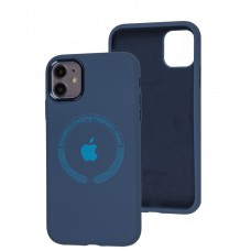 Чехол для iPhone 11 Metal Camera MagSafe Silicone cobalt blue
