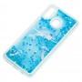 Чехол для Samsung Galaxy A20 / A30 Блестки вода "дельфин синий"