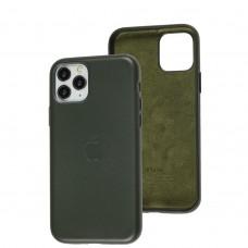 Чохол для iPhone 11 Pro Leather classic Full military green