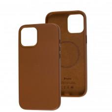 Чехол для iPhone 12 Pro Max Leather classic Full MagSafe brown