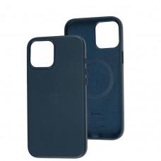 Чехол для iPhone 12 Pro Max Leather classic Full MagSafe indigo blue