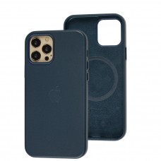 Чехол для iPhone 12 / 12 Pro Leather classic Full MagSafe indigo blue