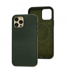 Чохол для iPhone 12 / 12 Pro Leather classic Full MagSafe military green