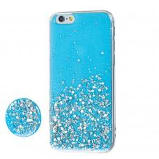 Чехол для iPhone 6 / 6s блестки + popsocket "голубой"