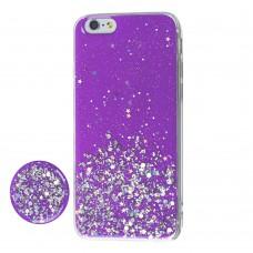 Чехол для iPhone 6 / 6s блестки + popsocket "светло фиолетовый"