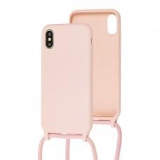 Чехол для iPhone X / Xs Lanyard without logo pink sand