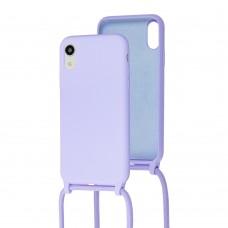 Чохол для iPhone Xr Lanyard без logo light purple