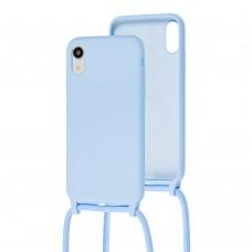 Чехол для iPhone Xr Lanyard without logo sky blue