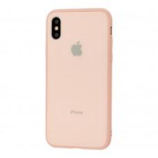 Чохол New glass для iPhone X / Xs рожевий пісок