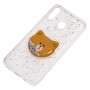Чехол для Samsung Galaxy M20 (M205) жидкие блестки игрушка "мишка"