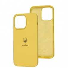 Чохол для iPhone 14 Pro Max Silicone Full Тризуб жовтий