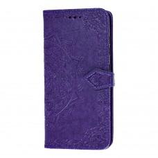 Чехол книжка для Samsung Galaxy A51 (A515) "Art с визитницей" фиолетовый