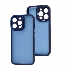 Чехол для iPhone 13 Pro Luxury Metal Lens синий