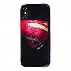 Чехол для iPhone X / Xs glass Superman