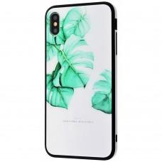 Чохол для iPhone X / Xs glass "листя"