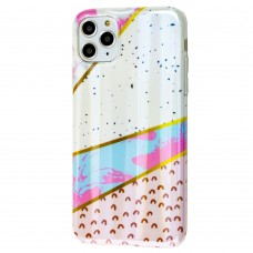 Чохол для iPhone 11 Pro Max Design Mramor Benzo біло-рожевий