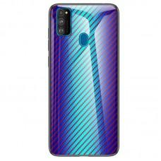 Чохол для Samsung Galaxy M21 / M30 Carbon Gradient Hologram "блакитний"