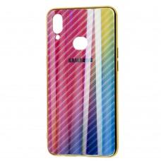 Чохол для Samsung Galaxy A10s (A107) Carbon Gradient Hologram рожевий