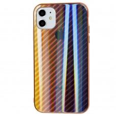 Чехол для iPhone 11 Carbon Gradient Hologram золотистый