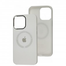 Чехол для iPhone 14 Pro Max Metal Camera MagSafe Silicone white