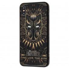 Чехол для iPhone Xs Max glass "Black Panther"