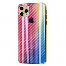 Чехол для iPhone 11 Pro Max Carbon Gradient Hologram розовый