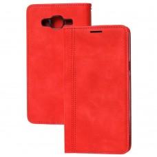 Чехол книжка для Samsung Galaxy J7 (J700) Business matte line красный