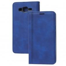 Чехол книжка для Samsung Galaxy J7 (J700) Business matte line синий