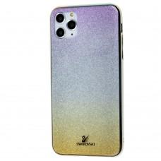 Чохол для iPhone 11 Pro Max Sw glass рожевий / сріблястий / золотистий