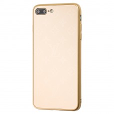 Чехол для iPhone 7 Plus / 8 Plus glass LV золотистый