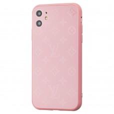 Чехол для iPhone 11 glass LV розовый