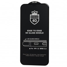 Защитное стекло 6D для iPhone 12 mini OG Crown (сетка) черное 