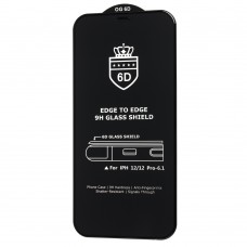 Защитное стекло 6D для iPhone 12 / 12 Pro OG Crown (сетка) черное (OEM)