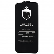 Защитное стекло 6D для iPhone 12 Pro Max OG Crown (сетка) черное 