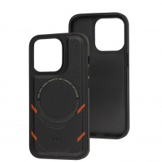 Чехол для iPhone 14 Pro MagSafe eco-leather + MagSafe popSocket black