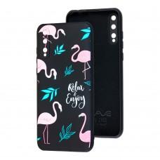 Чехол для Huawei P Smart S Wave Fancy flamingo / black