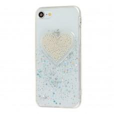 Чехол Diamond Hearts для iPhone 7 / 8 с сердцем серебристый