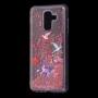 Чехол для Samsung Galaxy A6+ 2018 (A605) Блестки вода красный "колибри"