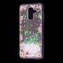 Чехол для Samsung Galaxy A6+ 2018 (A605) Блестки вода светло-розовый "цветы"