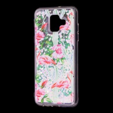 Чехол для Samsung Galaxy A6 2018 (A600) вода светло-розовый "фламинго и кактусы"