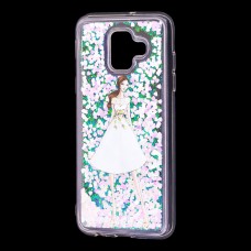 Чехол для Samsung Galaxy A6 2018 (A600) вода светло-розовый "девушка в белом платье"