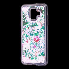 Чехол для Samsung Galaxy A6 2018 (A600) вода светло-розовый "маленькие единороги"