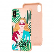 Чехол для iPhone X / Xs Wave Fancy girl go wild / pink sand