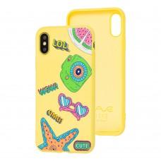 Чохол для iPhone X / Xs Wave Fancy omg wow lol / yellow