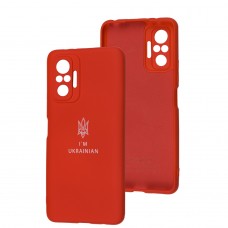 Чехол для Xiaomi Redmi Note 10 Pro Silicone Full Трезубец красный