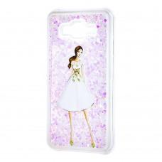 Чехол для Samsung Galaxy J7 (J700) вода светло-розовый "девушка в белом платье"
