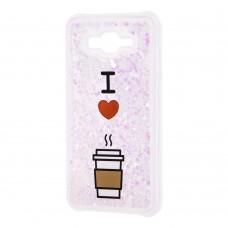 Чехол для Samsung Galaxy J7 (J700) вода светло-розовый "я люблю кофе"