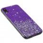 Чехол для iPhone Xr блестки + popsocket "фиолетовый"