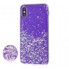 Чехол для iPhone X / Xs блестки + popsocket "фиолетовый"